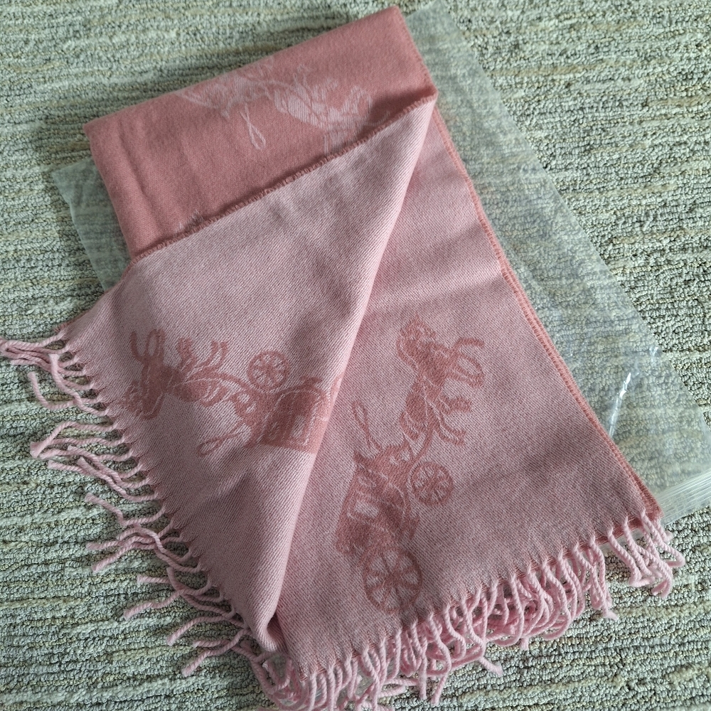 Coach Horse & Carriage Oversized Reversible Muffler Scarf True Pink $178 76387